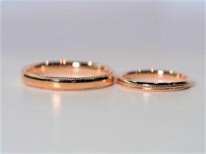 結婚指輪　ピンゴールド　ミルグレイン02